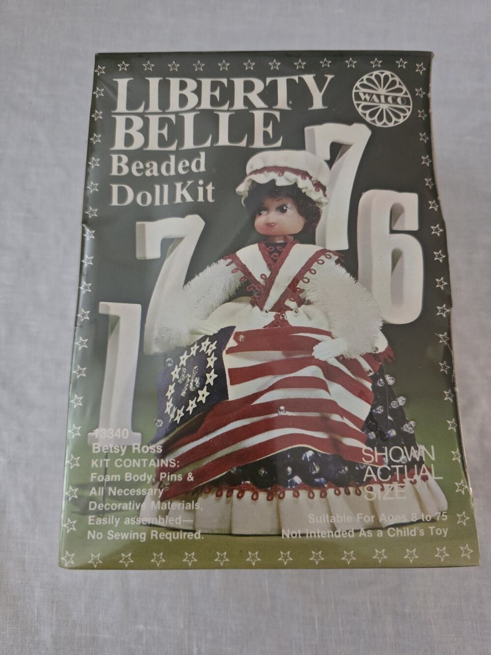 Walco 1976 Betsy Ross Beaded Doll Kit NIP #13340 Li’l Missy